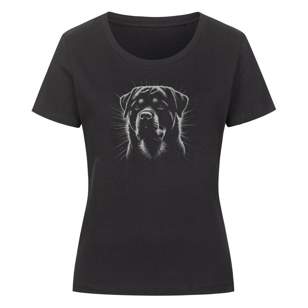 Premium Organic Damen-Shirt "Rottweiler Shine" Schwarz – hunde-shirt.de