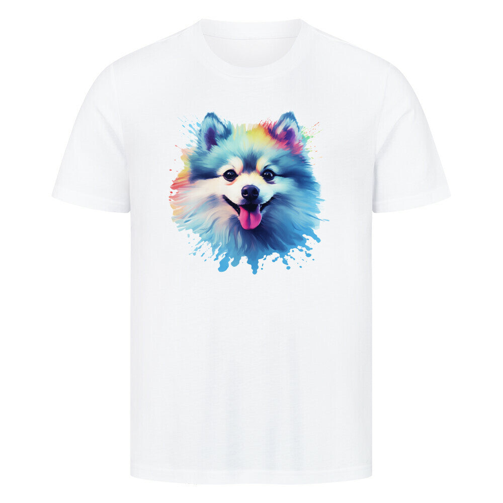 Premium T-Shirt "Pomeranian Splash" Weiß – hunde-shirt.de