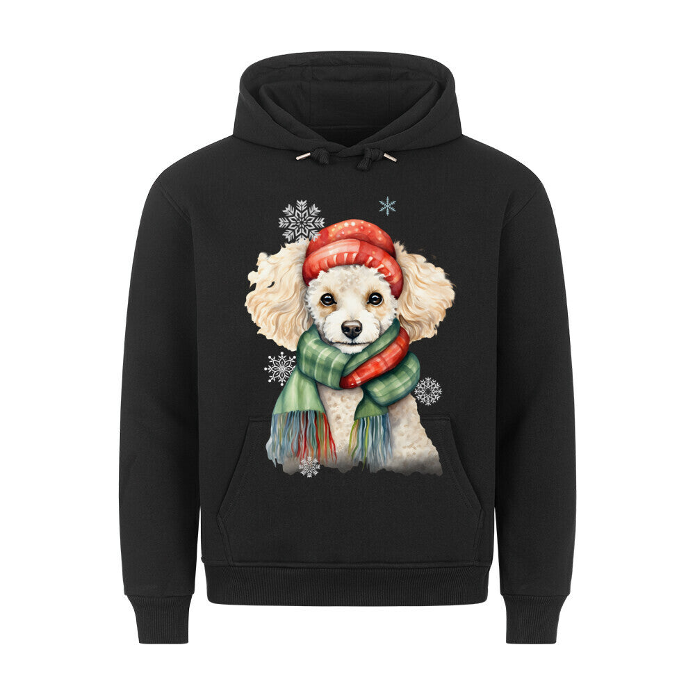 Premium Hoodie "Pudel Winter" Schwarz – hunde-shirt.de