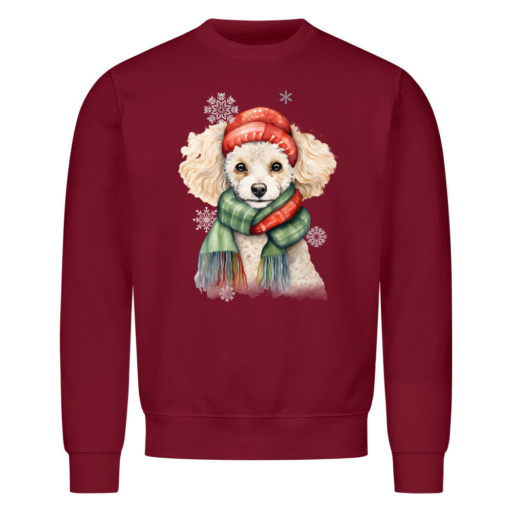 Premium Sweatshirt "Pudel Winter" Burgunder – hunde-shirt.de