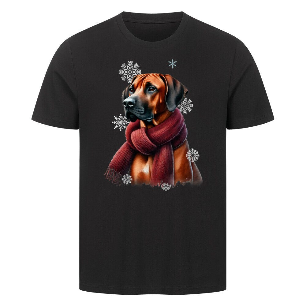 Premium T-Shirt "Rhodesian Ridgeback Winter" Schwarz – hunde-shirt.de