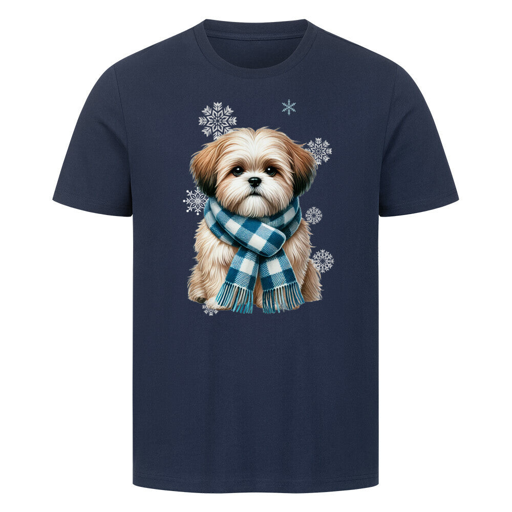 Premium T-Shirt "Shih Tzu Winter" French Navy – hunde-shirt.de