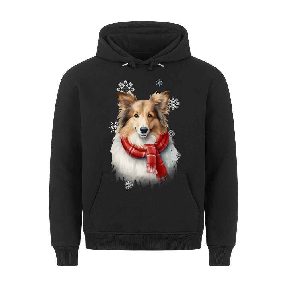 Premium Hoodie "Sheltie Winter" Schwarz – hunde-shirt.de