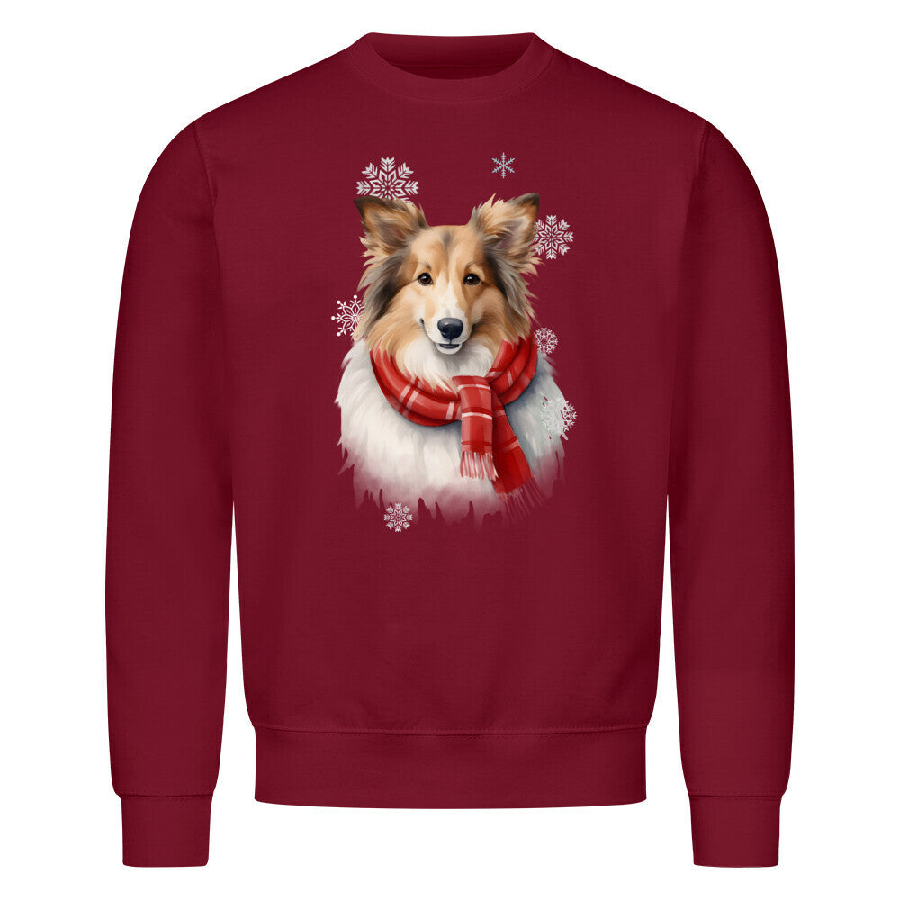 Premium Sweatshirt "Sheltie Winter" Burgunder – hunde-shirt.de