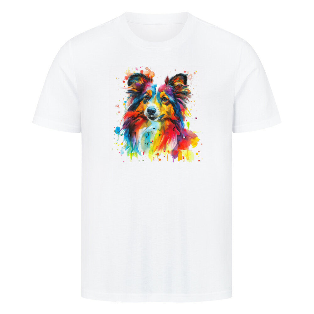 Premium T-Shirt "Sheltie Paint" Weiß – hunde-shirt.de