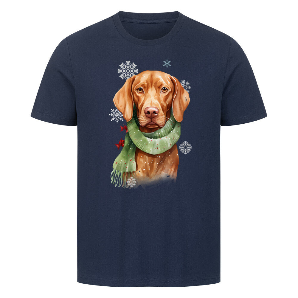 Premium T-Shirt "Vizsla Winter" French Navy – hunde-shirt.de
