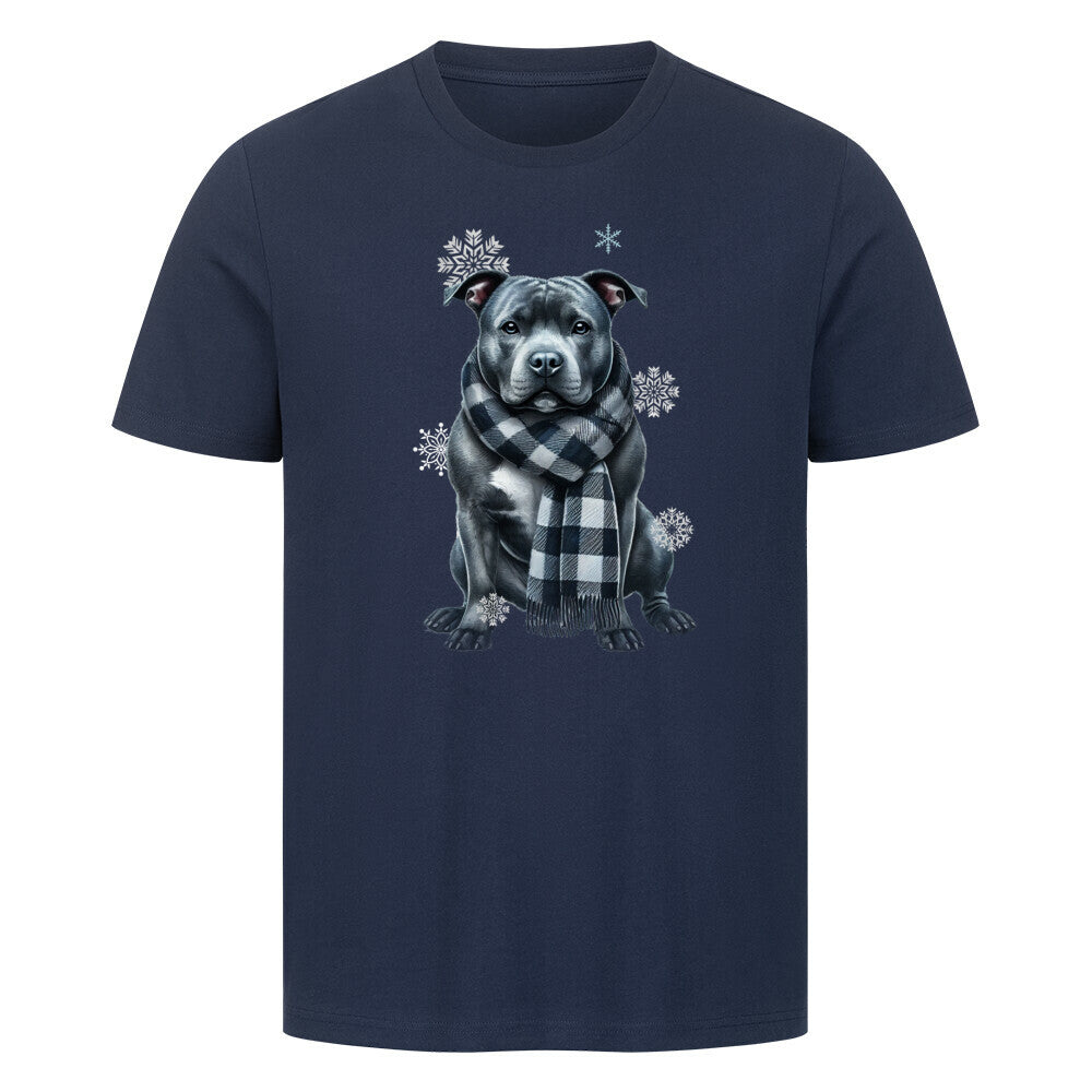 Premium T-Shirt "Staffordshire Bull Terrier Winter" French Navy – hunde-shirt.de