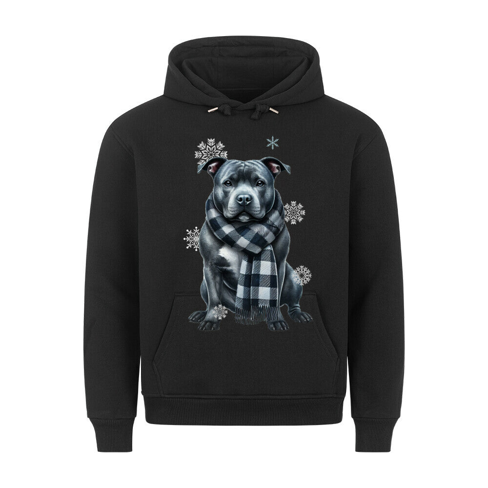 Premium Hoodie "Staffordshire Bull Terrier Winter" Schwarz – hunde-shirt.de