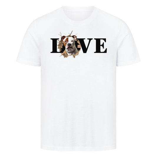 Premium T-Shirt "Staffordshire Bull Terrier LOVE" Weiß – hunde-shirt.de