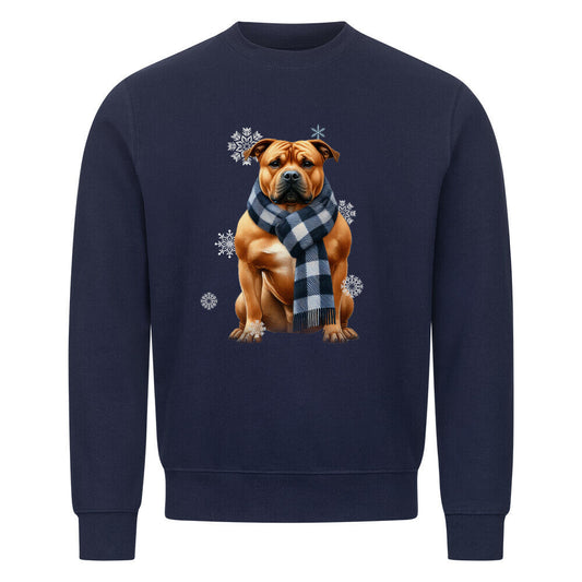 Premium Sweatshirt "American Staffordshire Terrier Winter" Navy Blue – hunde-shirt.de
