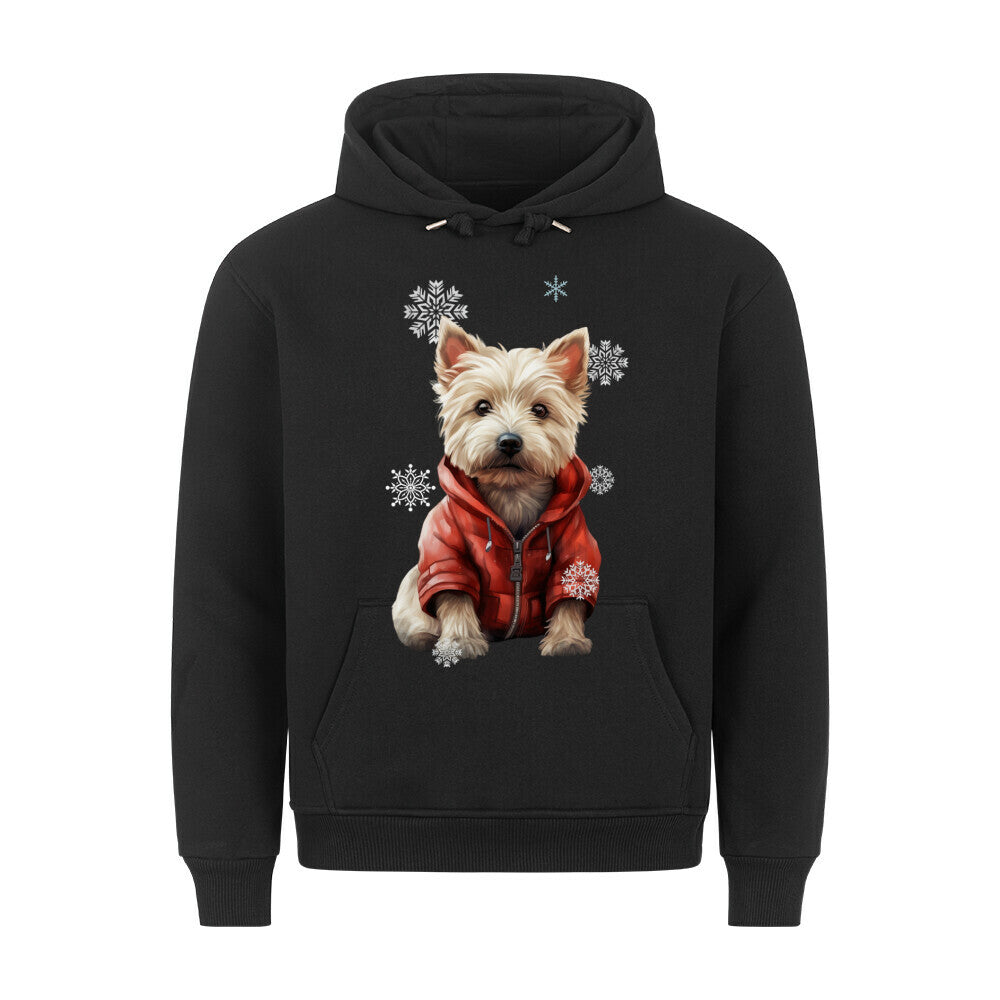 Premium Hoodie "Westie Winter" Schwarz – hunde-shirt.de