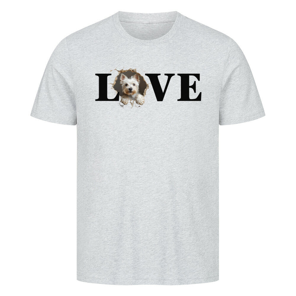 Premium T-Shirt "Westie LOVE" Heather Grey – hunde-shirt.de
