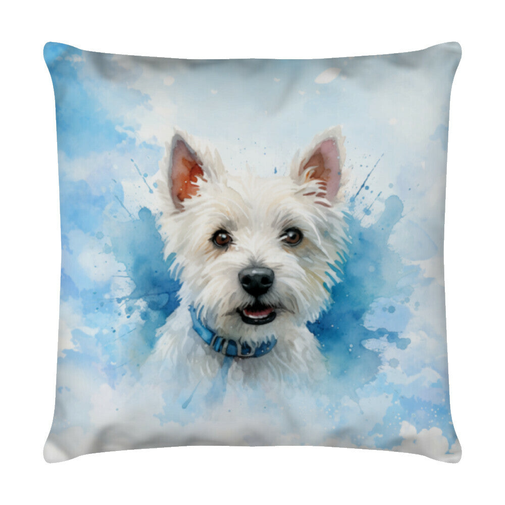 Kissen "Westie blue" Weiß – hunde-shirt.de