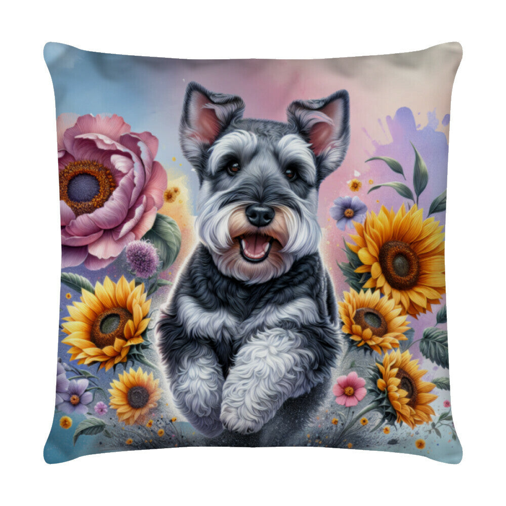 Kissen "Welsh Terrier Flowers" Weiß – hunde-shirt.de