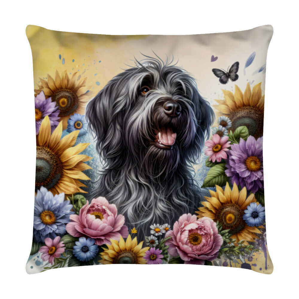 Kissen "Griffon Korthals Flowers" Weiß – hunde-shirt.de
