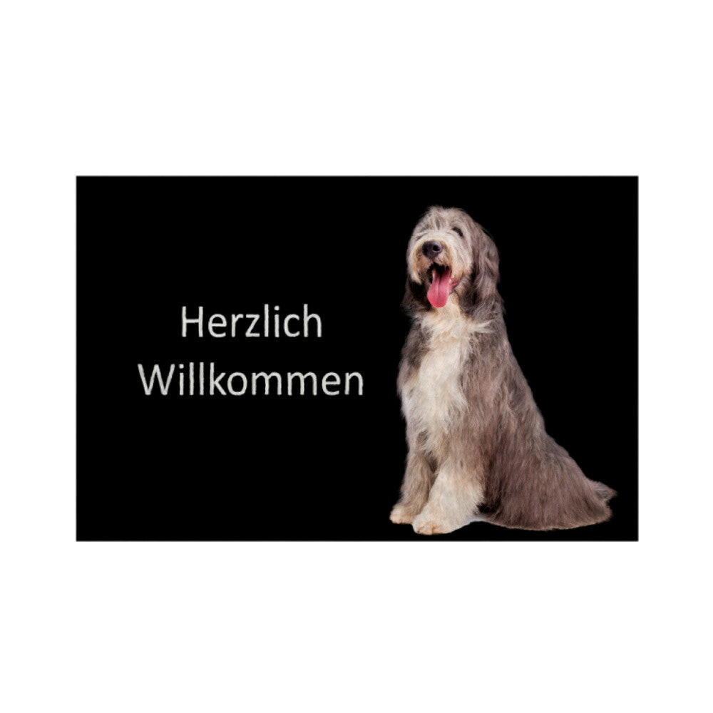 Fußmatte "Bearded Collie - Herzlich Willkommen" Weiß – hunde-shirt.de
