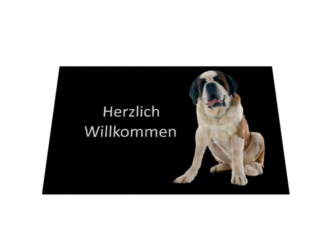 Fußmatte "Bernhardiner - Herzlich Willkommen" – hunde-shirt.de