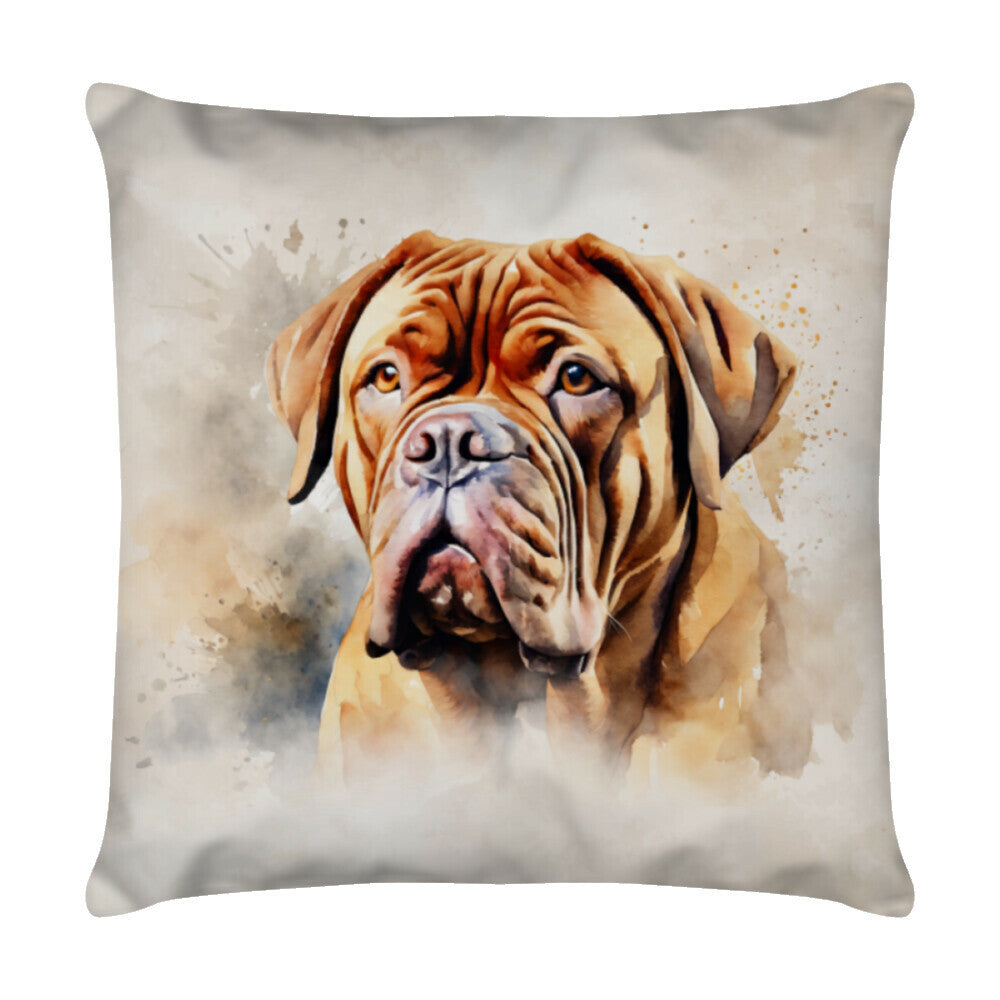 Kissen "Bordeauxdogge Portrait" Weiß – hunde-shirt.de