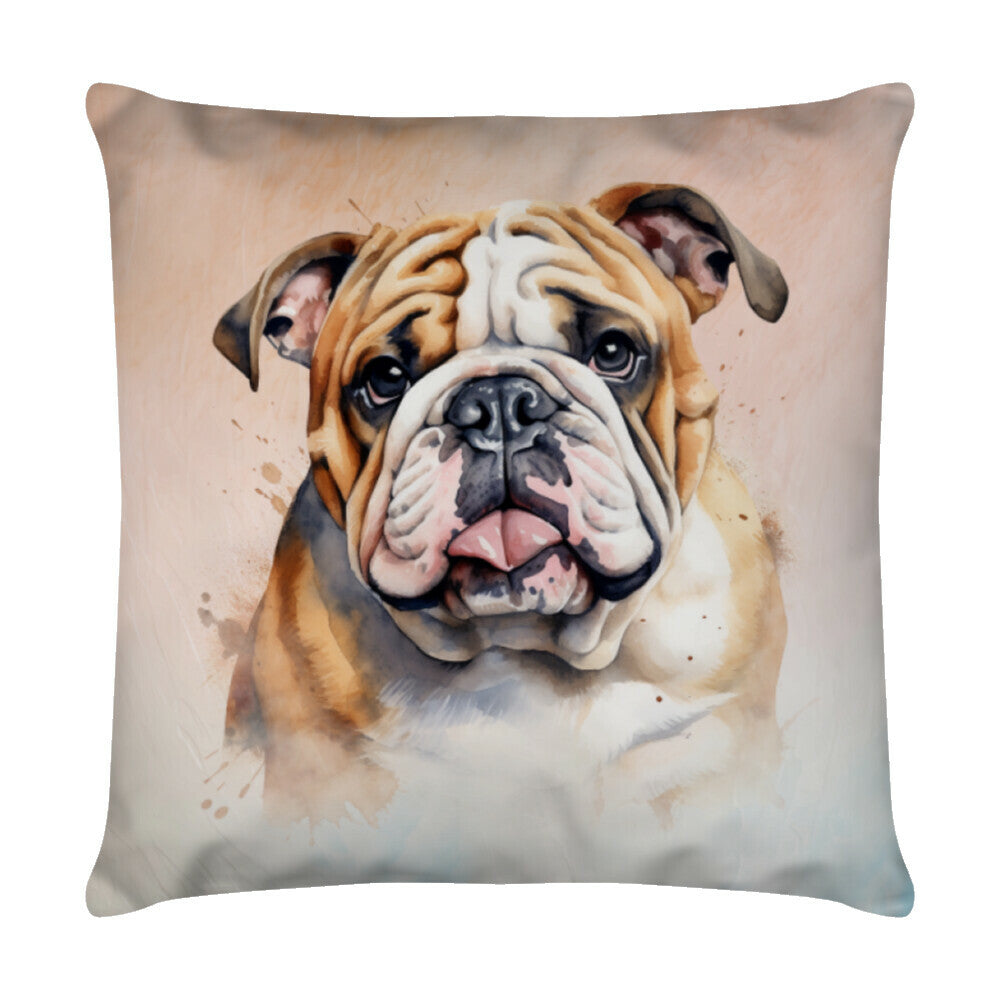 Kissen "English Bulldog Portrait" Weiß – hunde-shirt.de