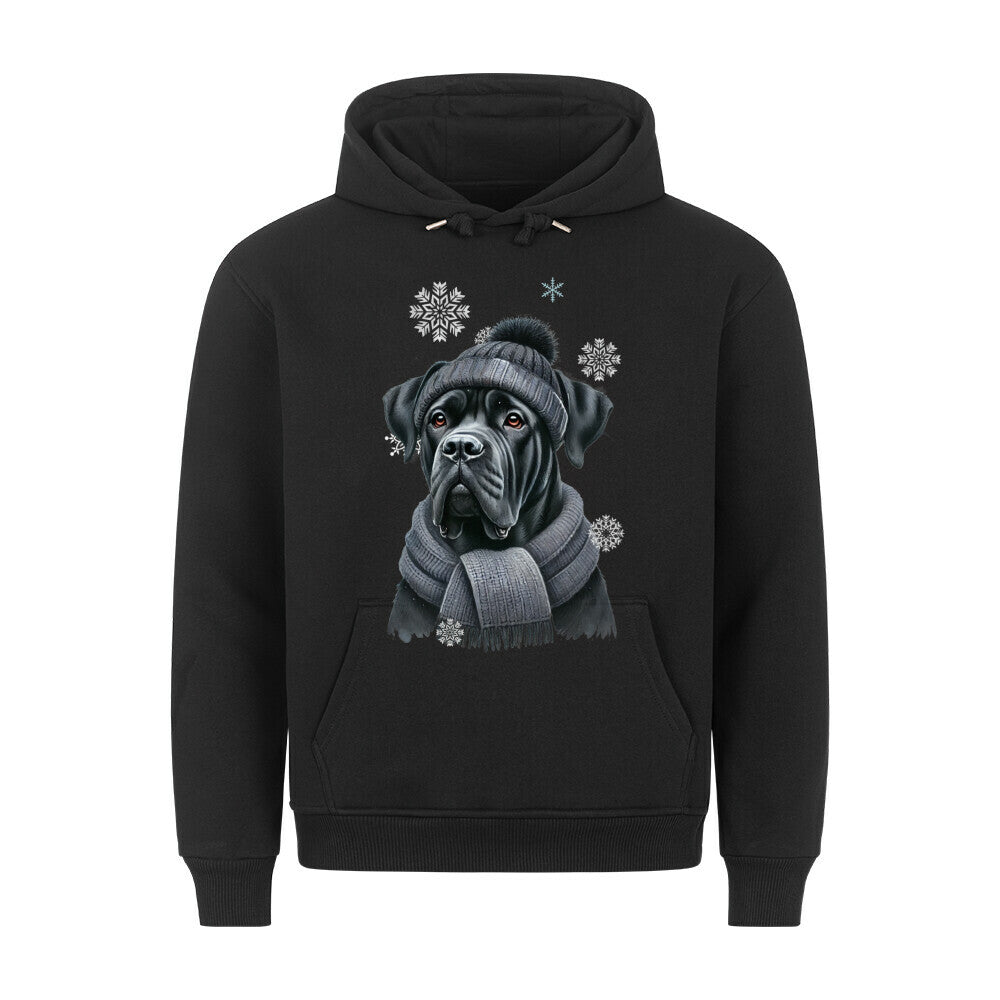 Premium Hoodie "Cane Corso schwarz Winter" Schwarz – hunde-shirt.de