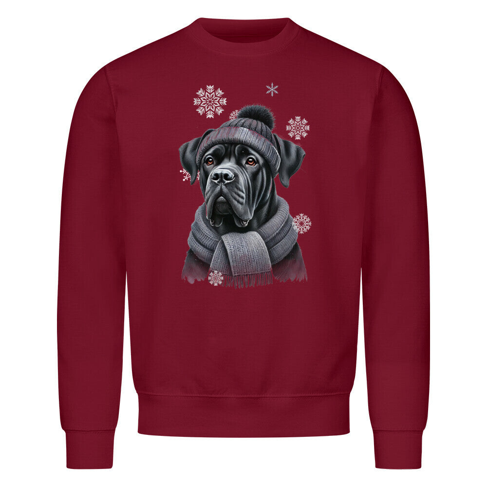 Premium Sweatshirt "Cane Corso schwarz Winter" Burgunder – hunde-shirt.de
