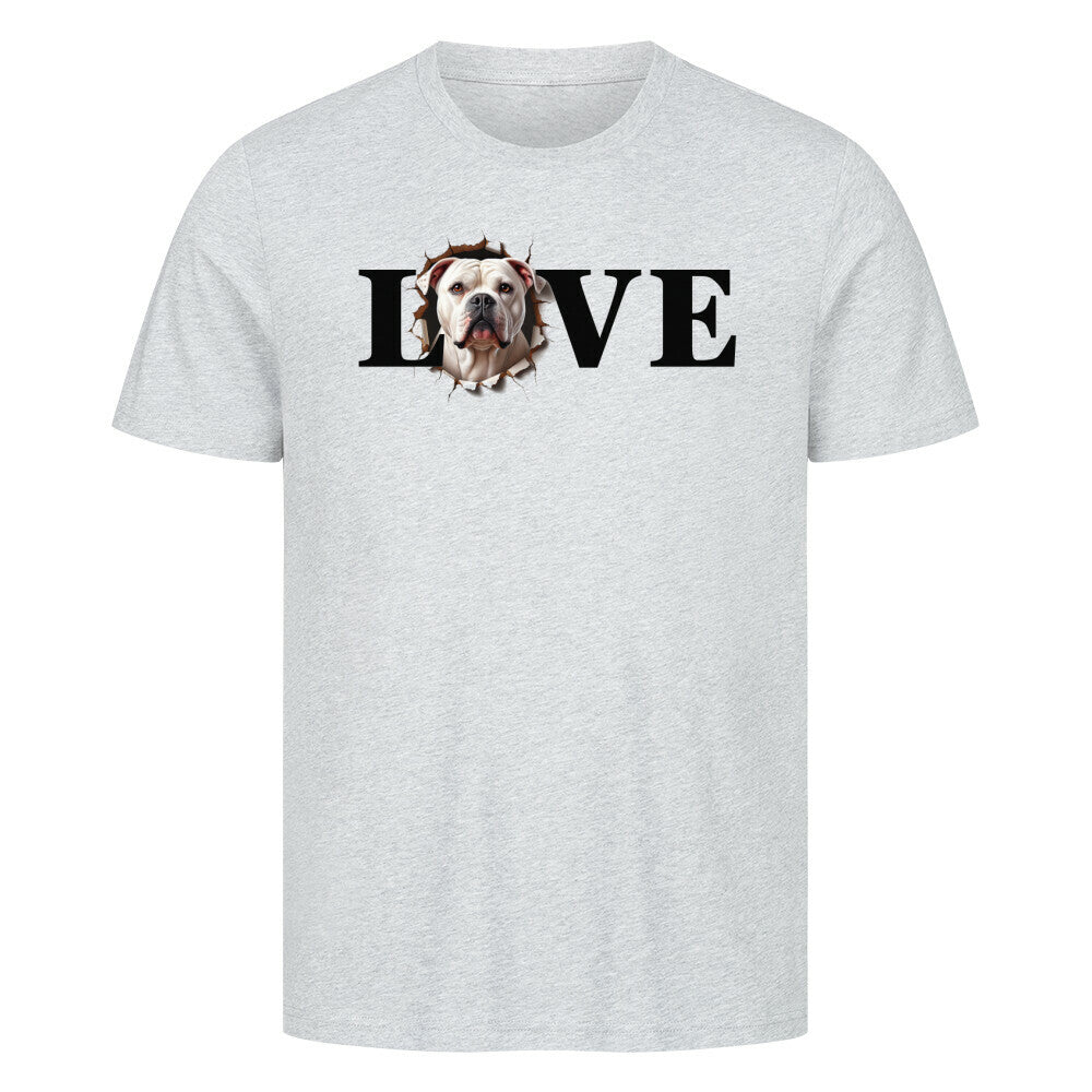 Premium T-Shirt "American Bulldog LOVE" Heather Grey – hunde-shirt.de