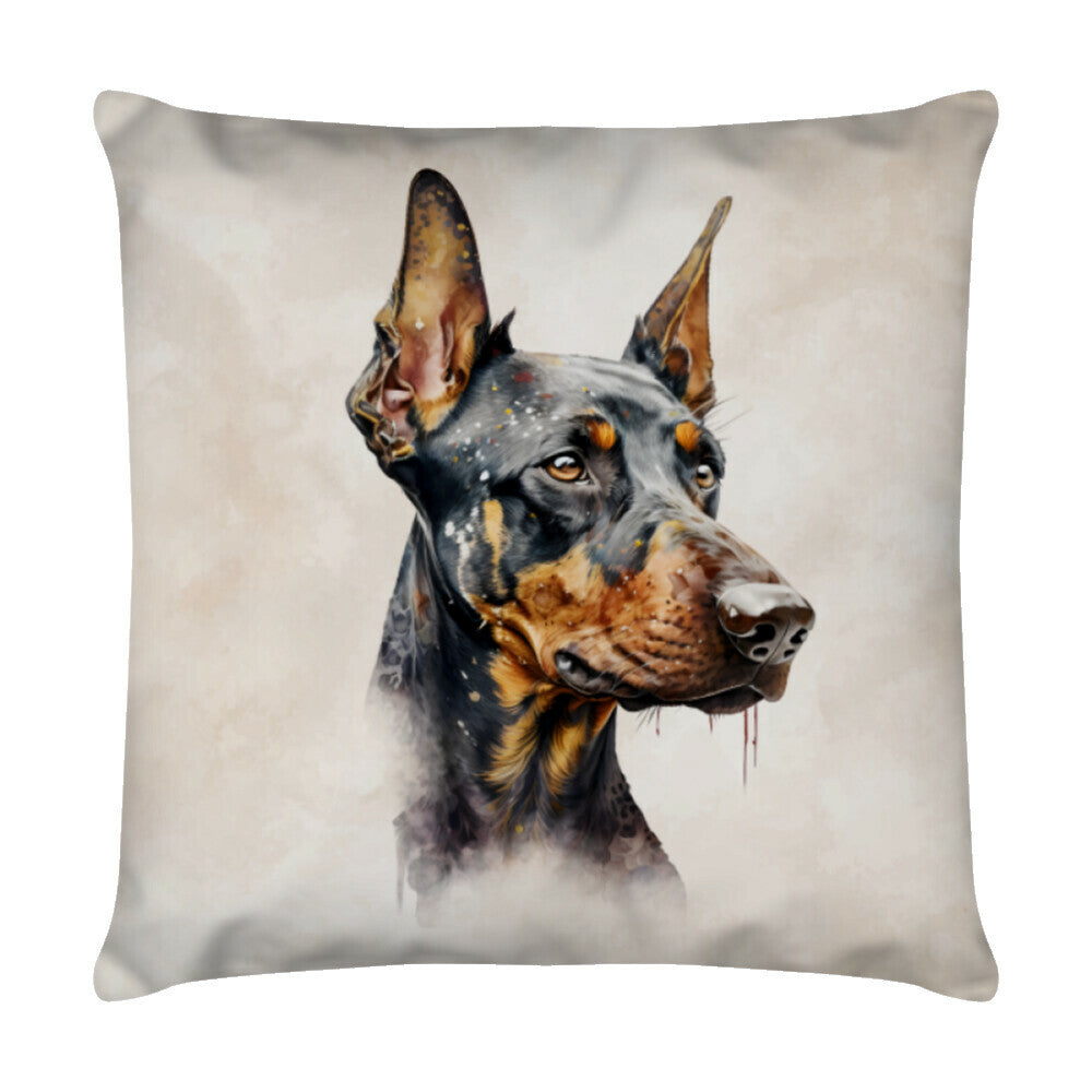 Kissen "Dobermann Blick" Weiß – hunde-shirt.de