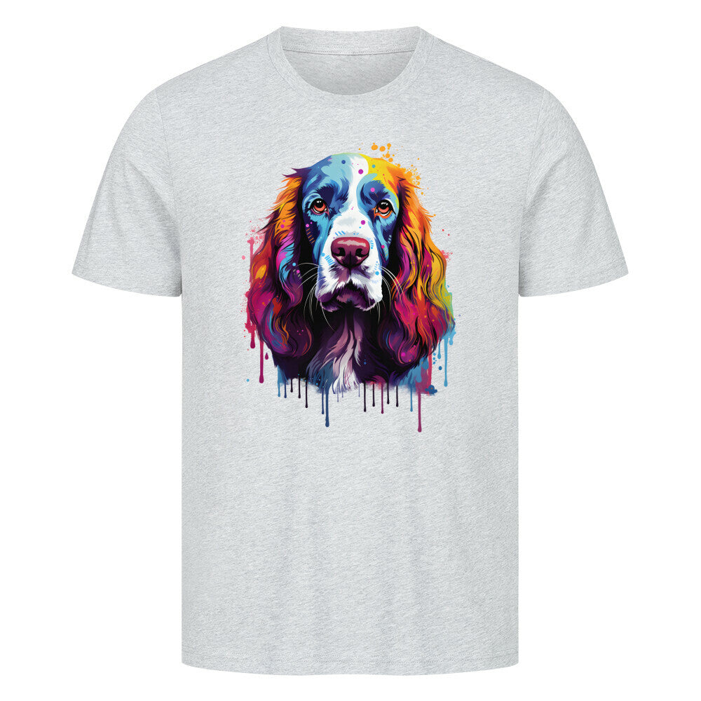 Premium T-Shirt "Springer Spaniel Paint" Heather Grey – hunde-shirt.de