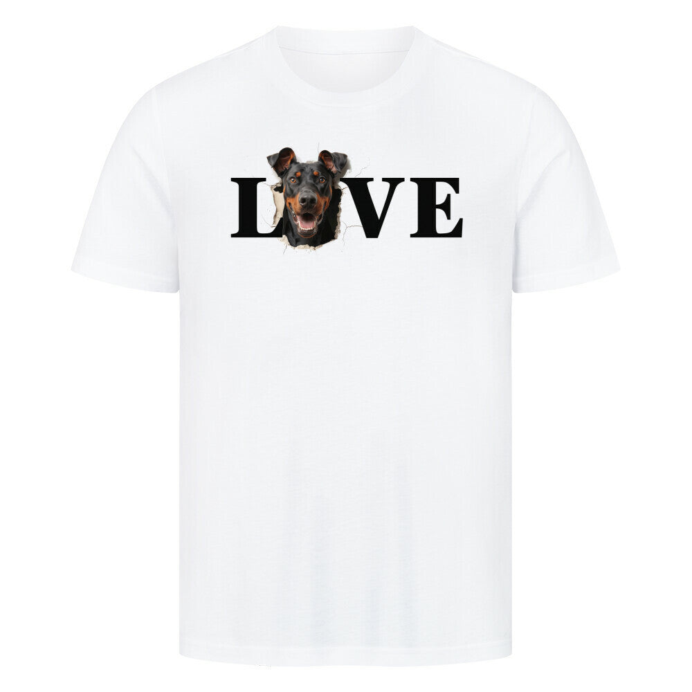 Premium T-Shirt "Dobermann LOVE" Weiß – hunde-shirt.de