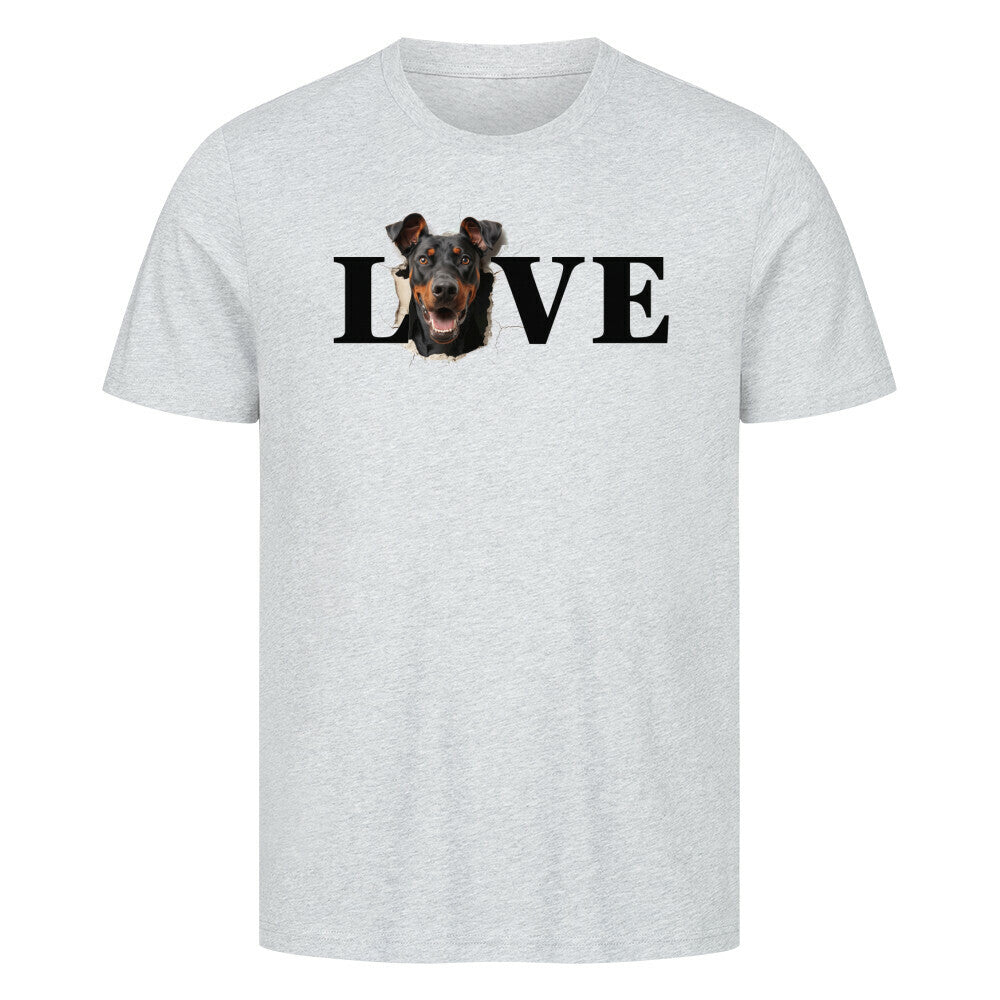 Premium T-Shirt "Dobermann LOVE" Heather Grey – hunde-shirt.de