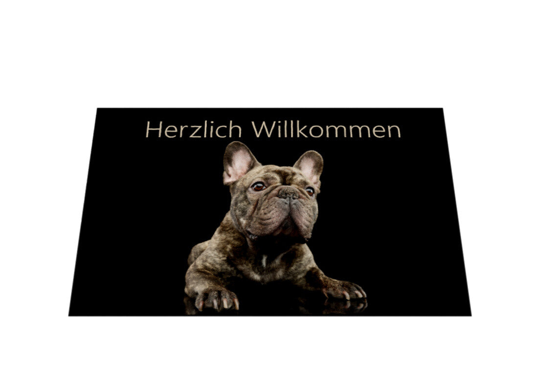 Fußmatte "Französische Bulldogge - Gestromt" – hunde-shirt.de