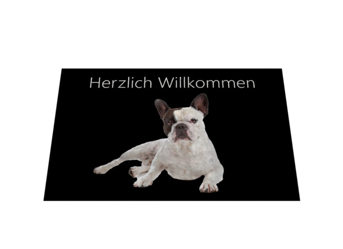 Fußmatte "Französische Bulldogge - weiß" – hunde-shirt.de