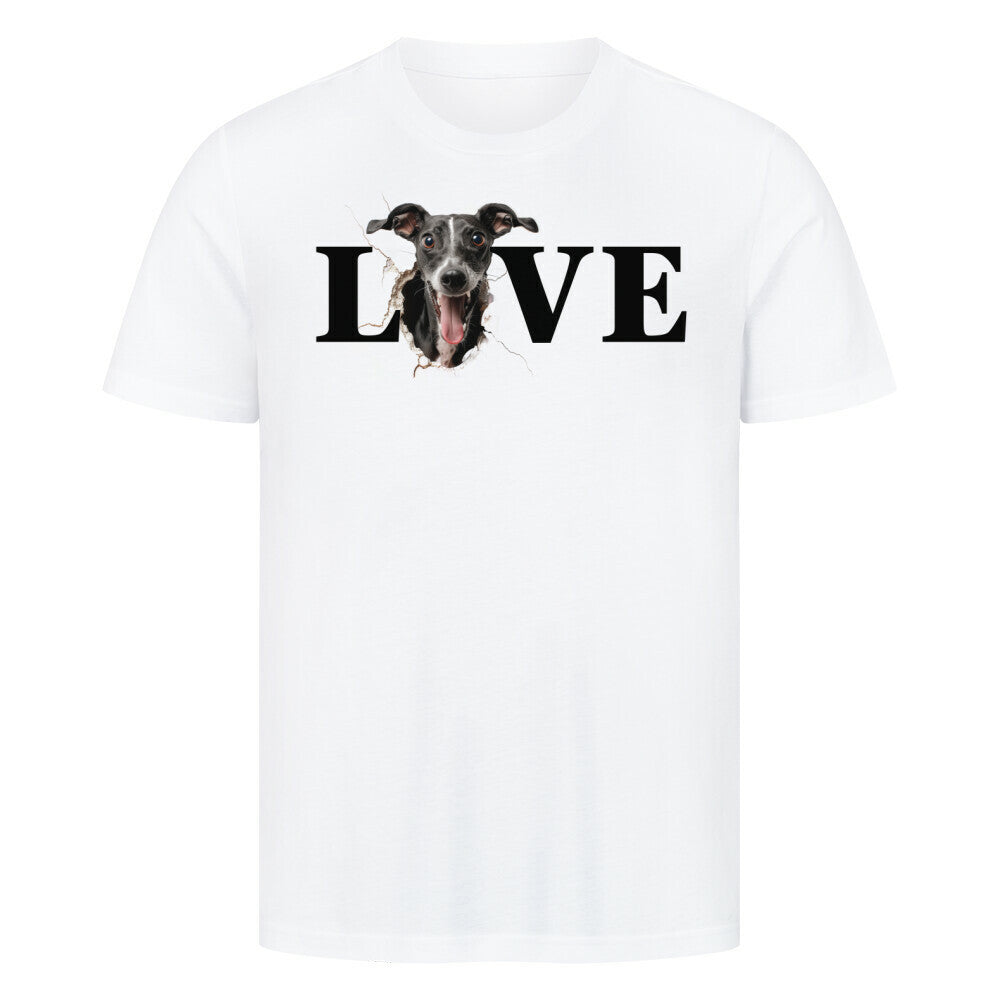 Premium T-Shirt "Windspiel LOVE" Weiß – hunde-shirt.de