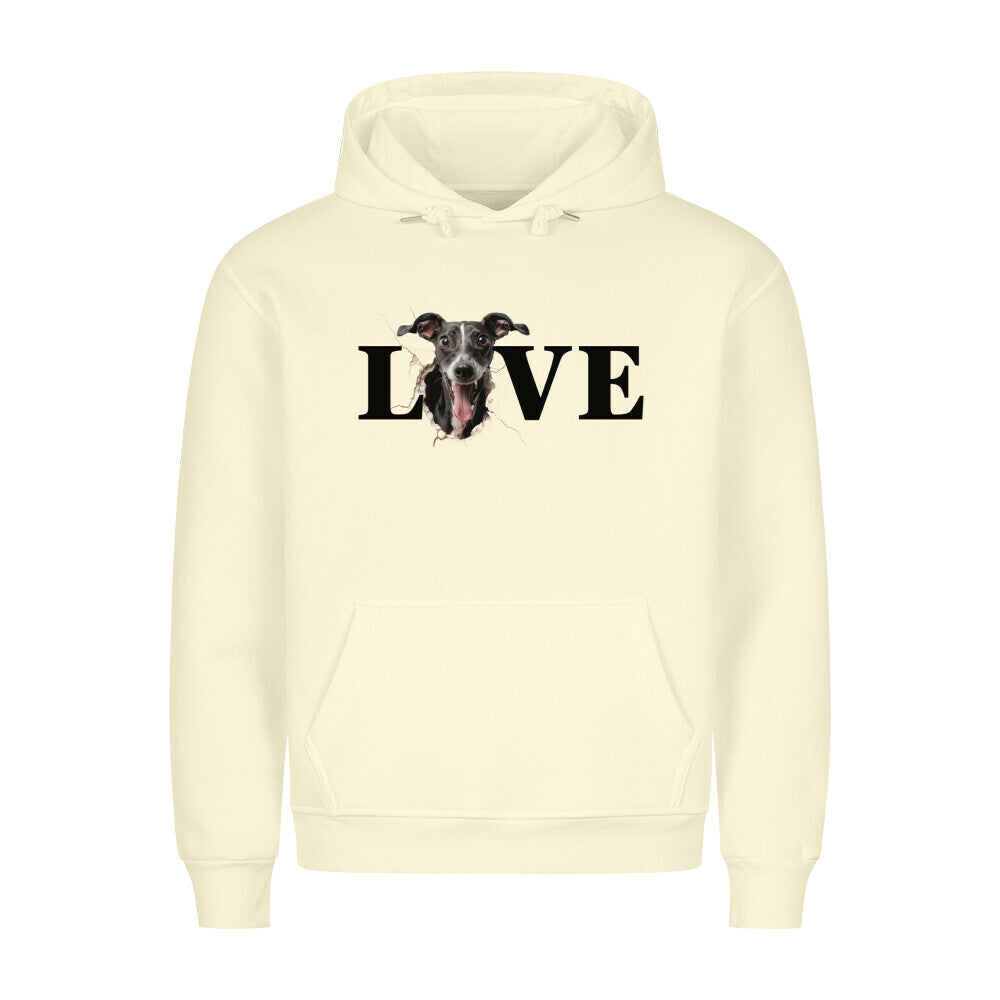 Premium Hoodie "Windspiel LOVE" Beige – hunde-shirt.de