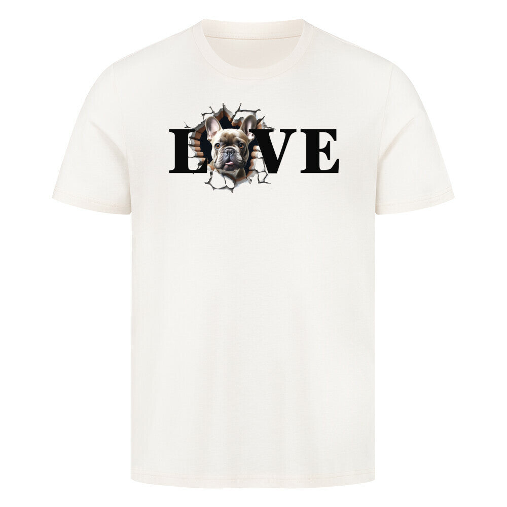 Premium T-Shirt "Frenchie grau LOVE" Natural Raw – hunde-shirt.de