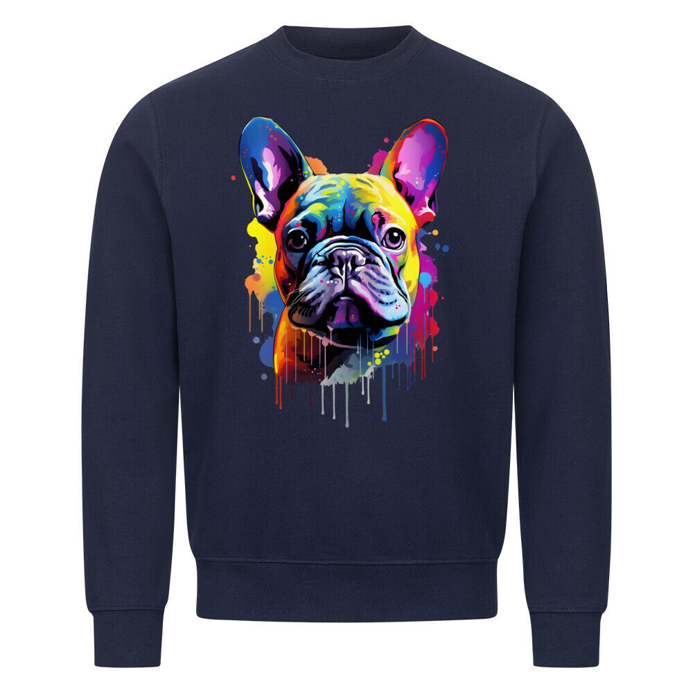 Premium Sweatshirt "Frenchie Paint" Navy Blue – hunde-shirt.de