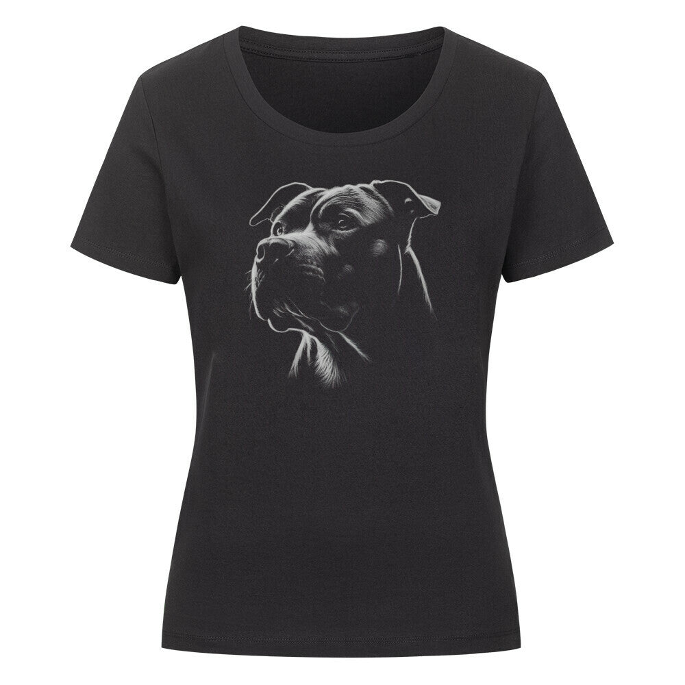 Premium Organic Damen-Shirt "Pit Bull WHITE" Schwarz – hunde-shirt.de