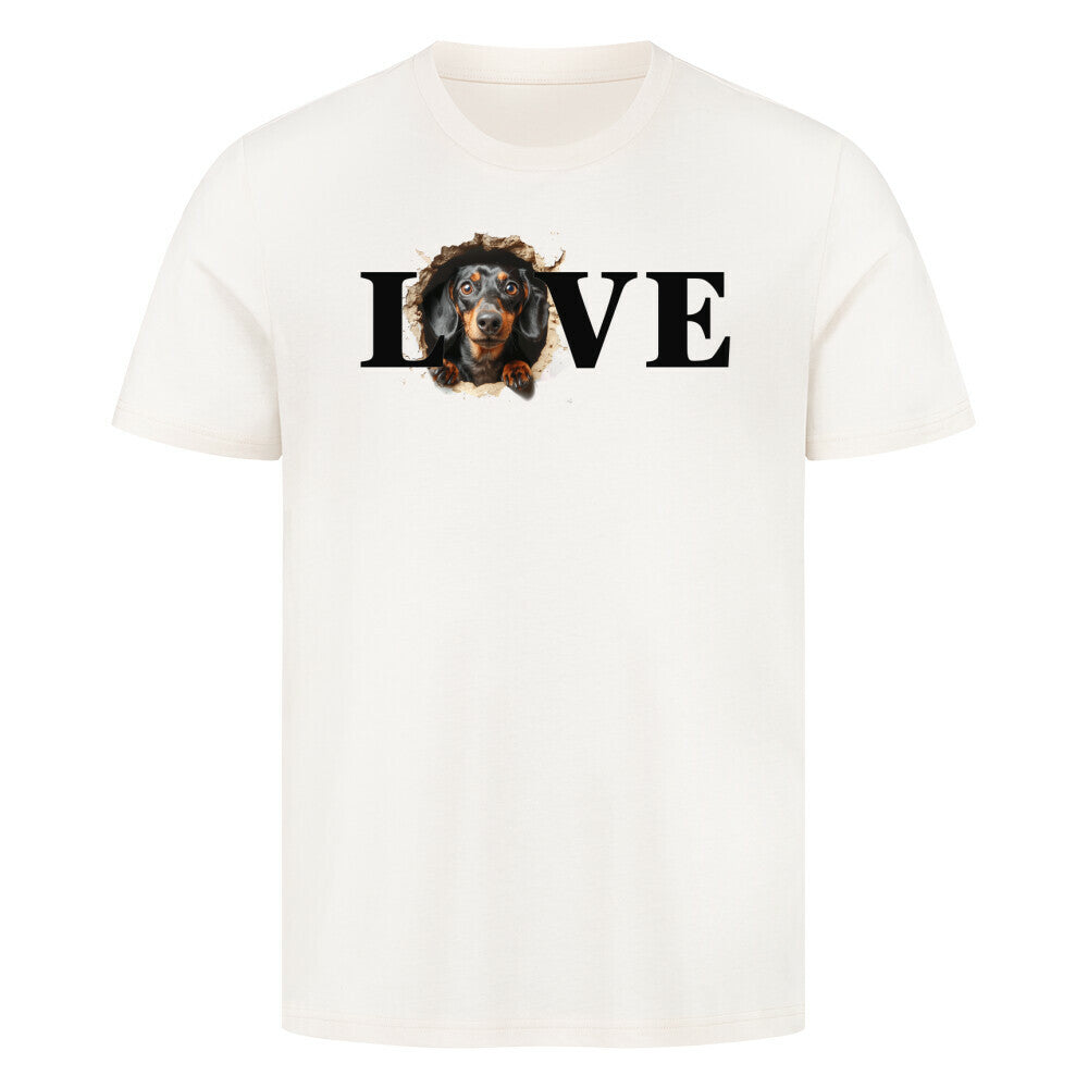 Premium T-Shirt "Dackel ( schwarz ) LOVE" Natural Raw – hunde-shirt.de