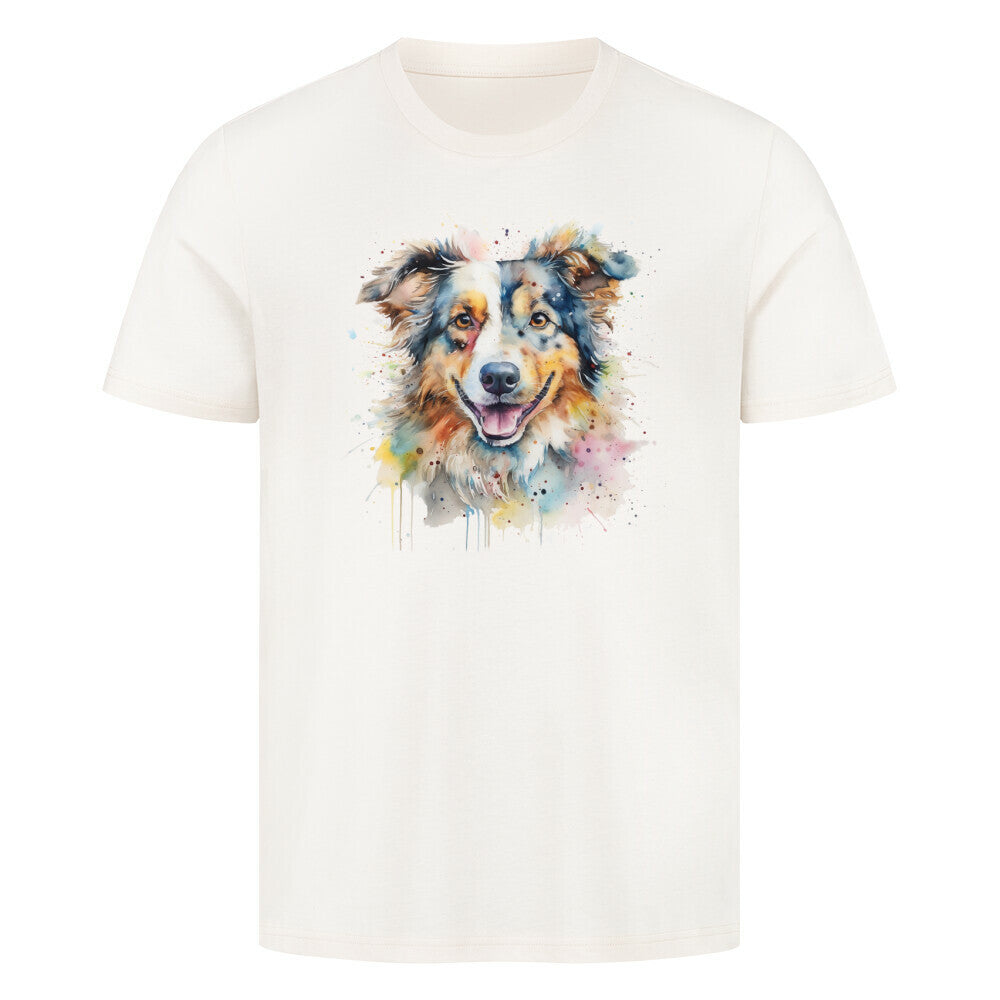 Premium T-Shirt "Australian Shepherd Splash" Natural Raw – hunde-shirt.de