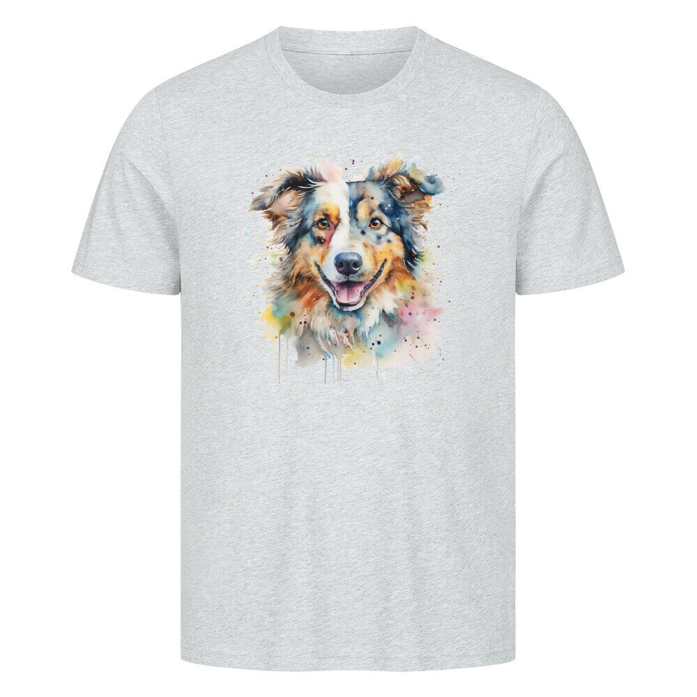 Premium T-Shirt "Australian Shepherd Splash" Heather Grey – hunde-shirt.de