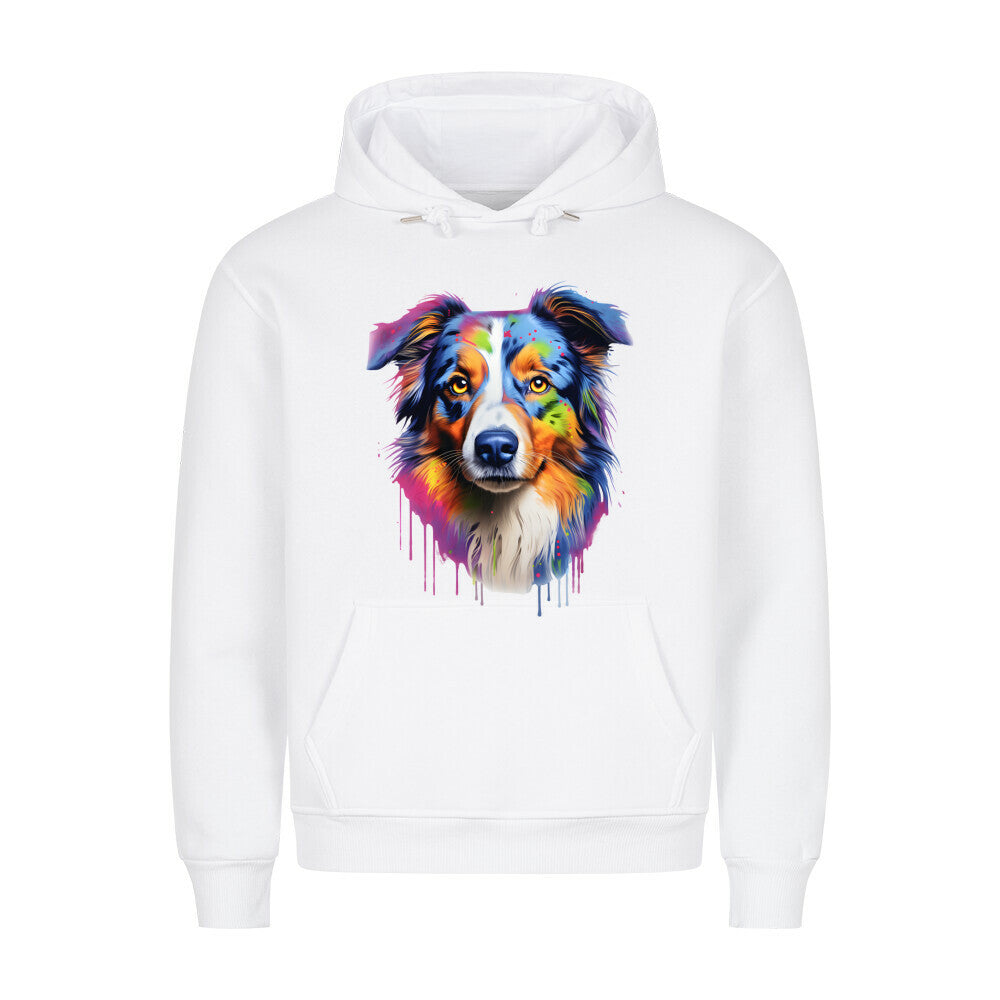Premium Hoodie "Australien Shepherd Paint" Weiß – hunde-shirt.de