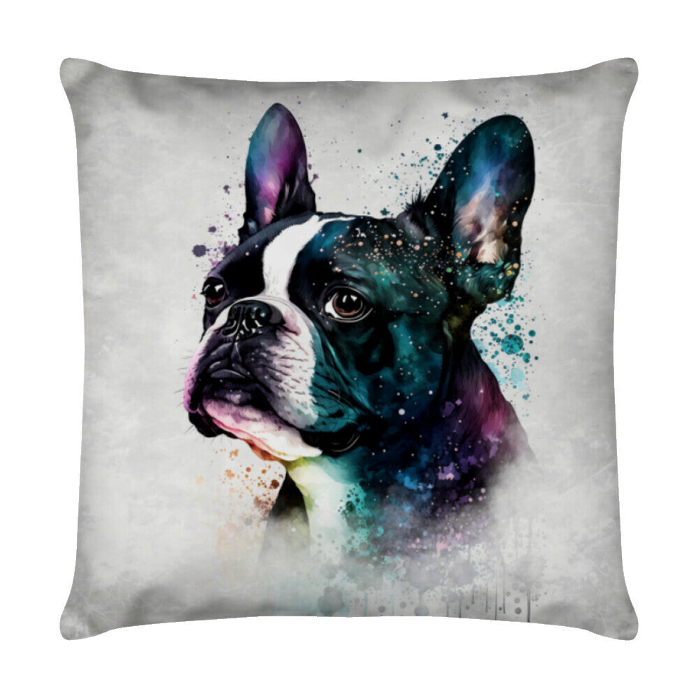 Kissen "Boston Terrier - Marmor" Weiß – hunde-shirt.de