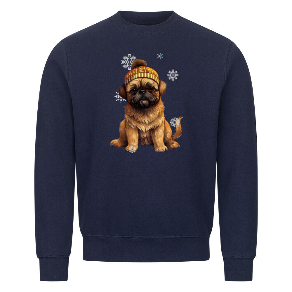 Premium Sweatshirt "Brüsseler Griffon Winter" Navy Blue – hunde-shirt.de