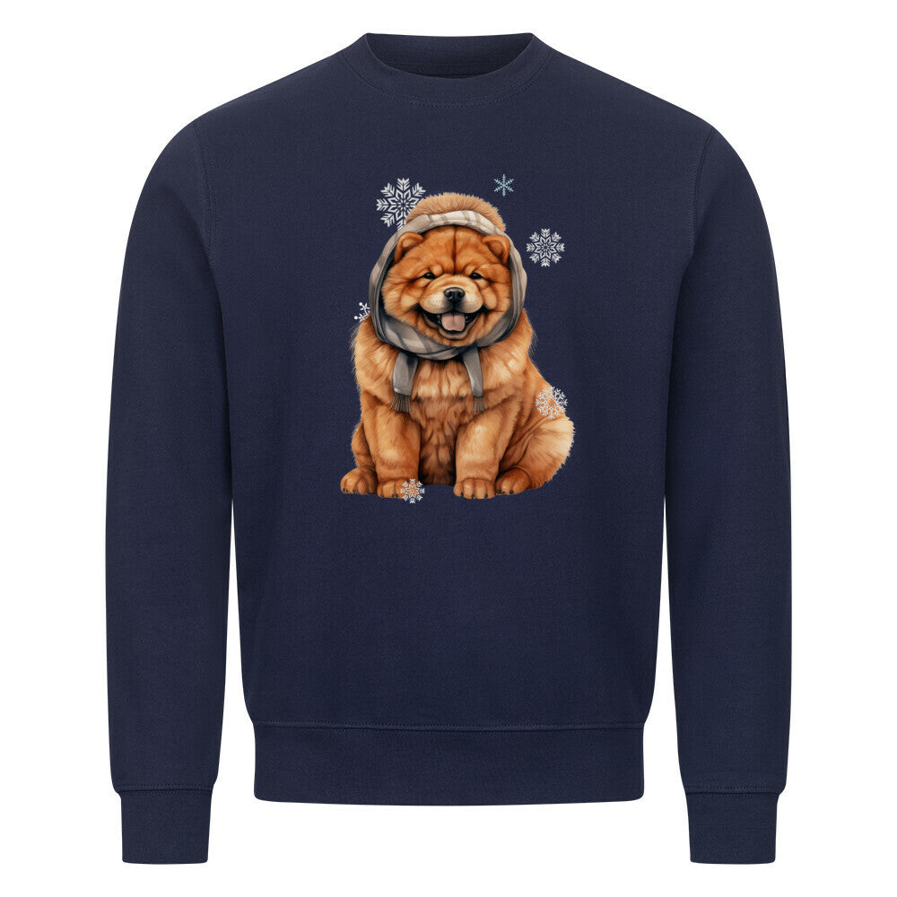 Premium Sweatshirt "Chow-Chow Winter" Navy Blue – hunde-shirt.de