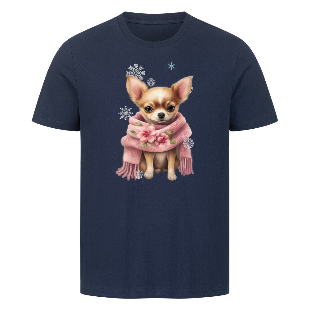 Premium T-Shirt "Chihuahua Wintermädchen" French Navy – hunde-shirt.de