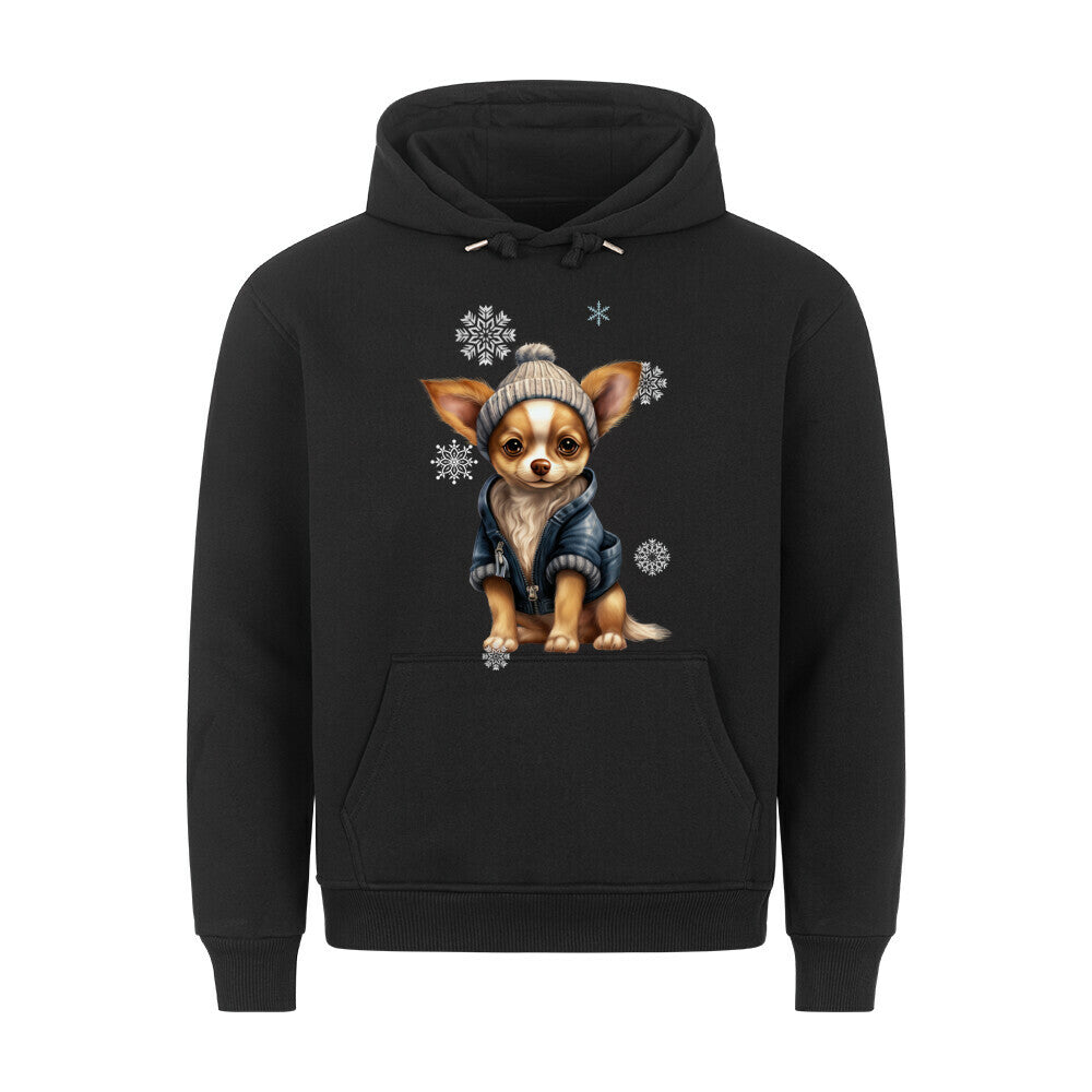 Premium Hoodie "Chihuahua Winterbub" Schwarz – hunde-shirt.de