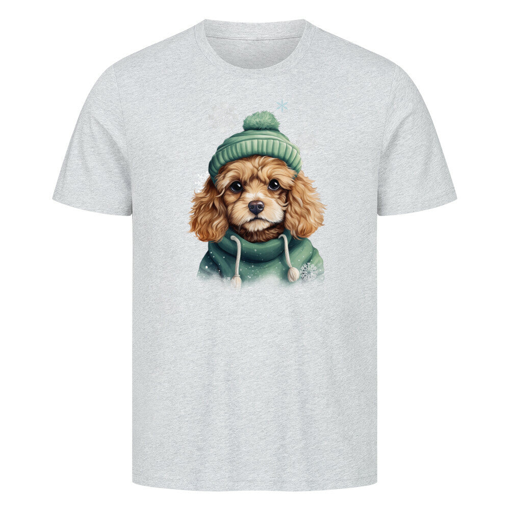 Premium T-Shirt "Cavapoo Winter" Heather Grey – hunde-shirt.de