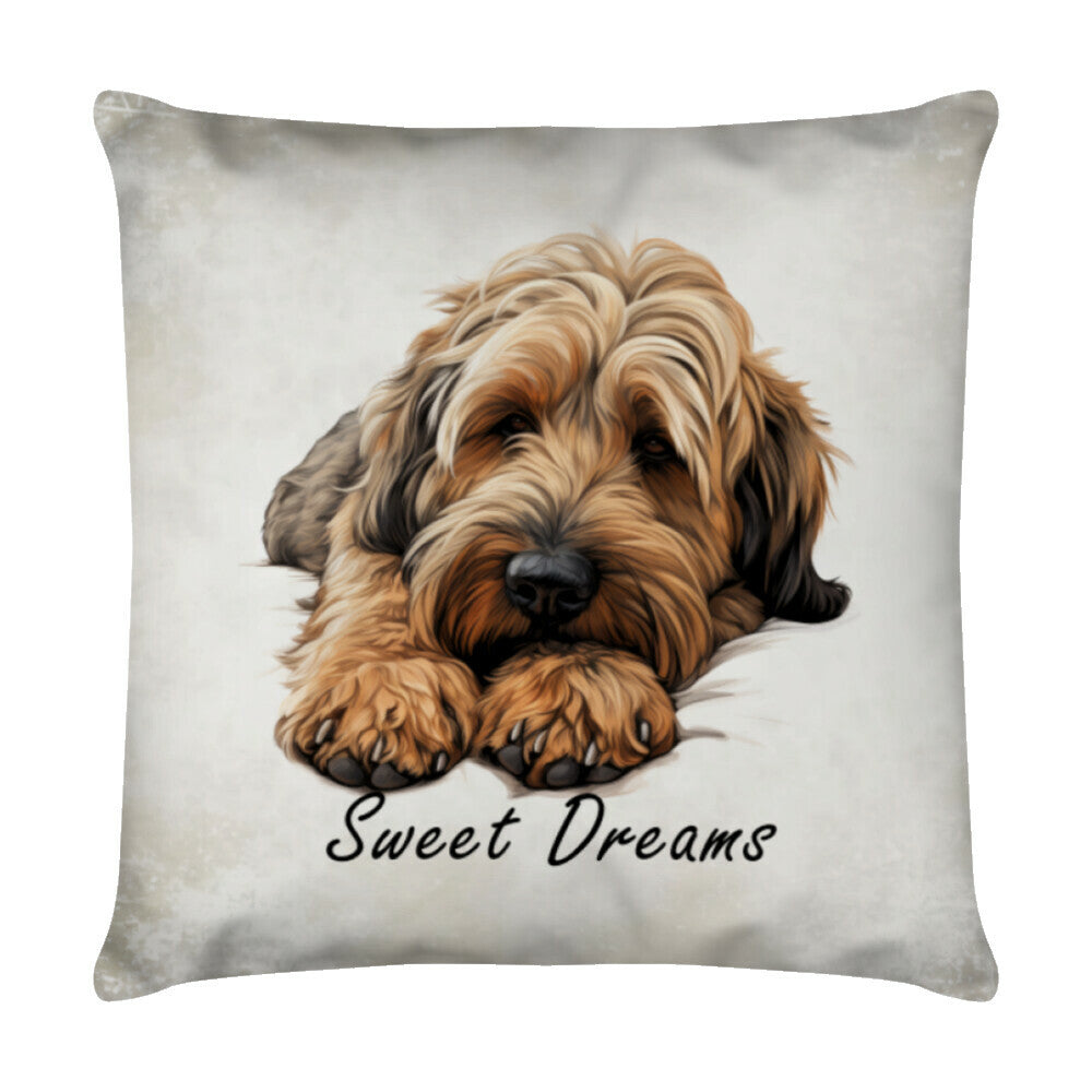 Kissen "Briard - Sweet Dreams" Weiß – hunde-shirt.de