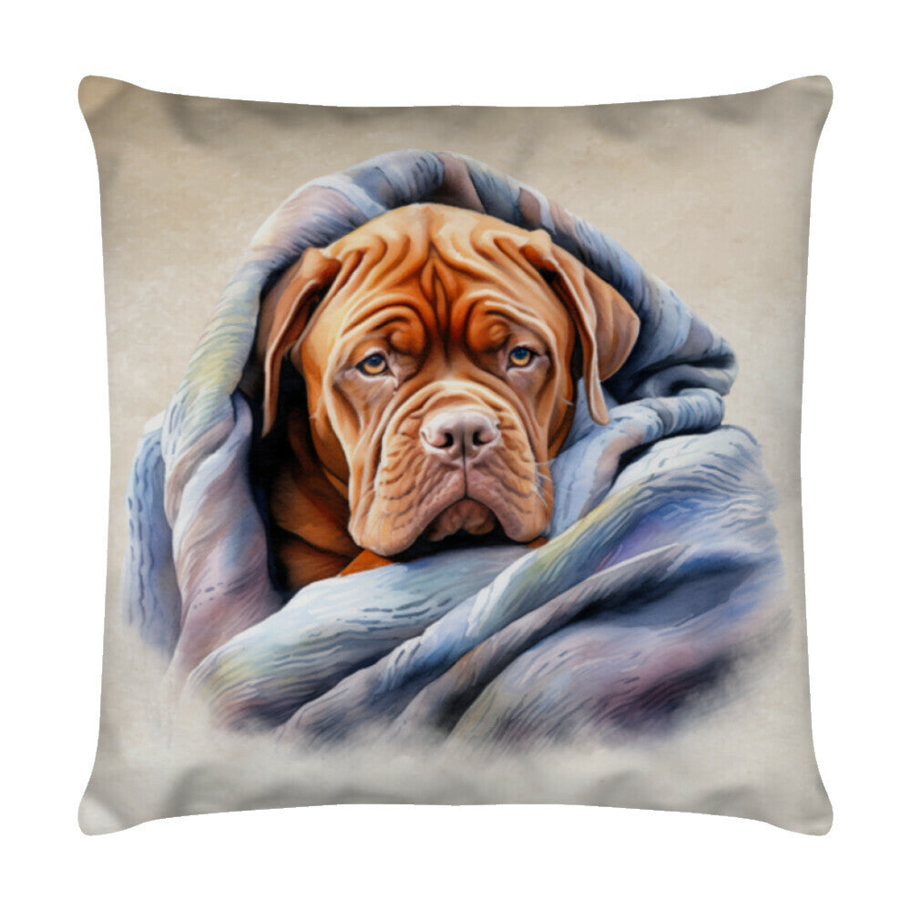 Kissen "Bordeauxdogge - Kuscheln" Weiß – hunde-shirt.de