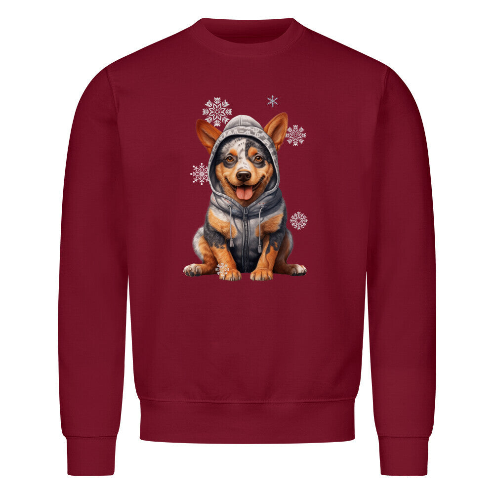 Premium Sweatshirt "Australian Cattle Dog Winter" Burgunder – hunde-shirt.de